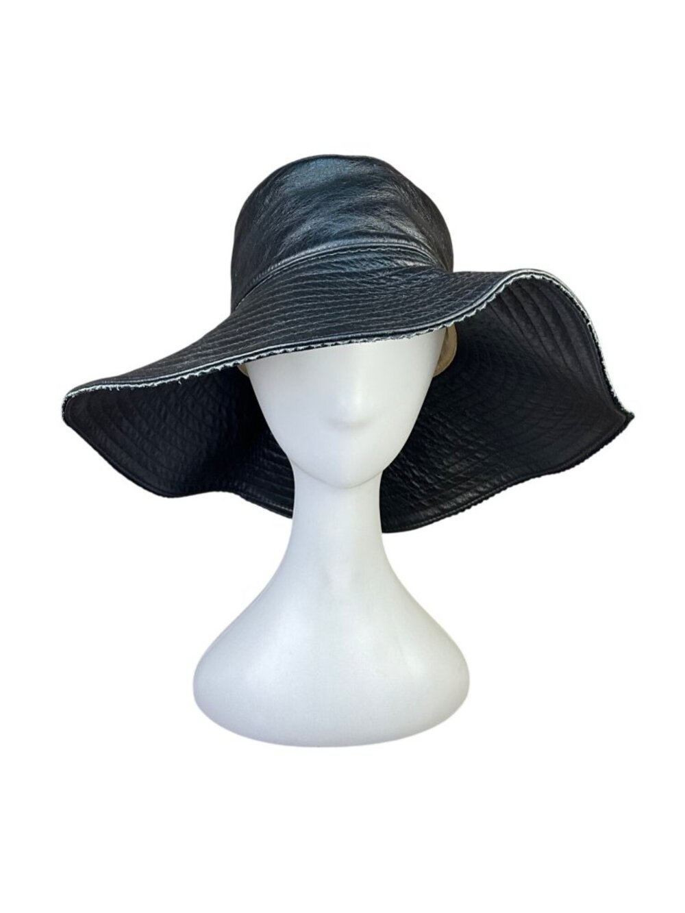 Helen Kaminski Womens Black Calf Leather Bucket Hat Medium Australia Designer